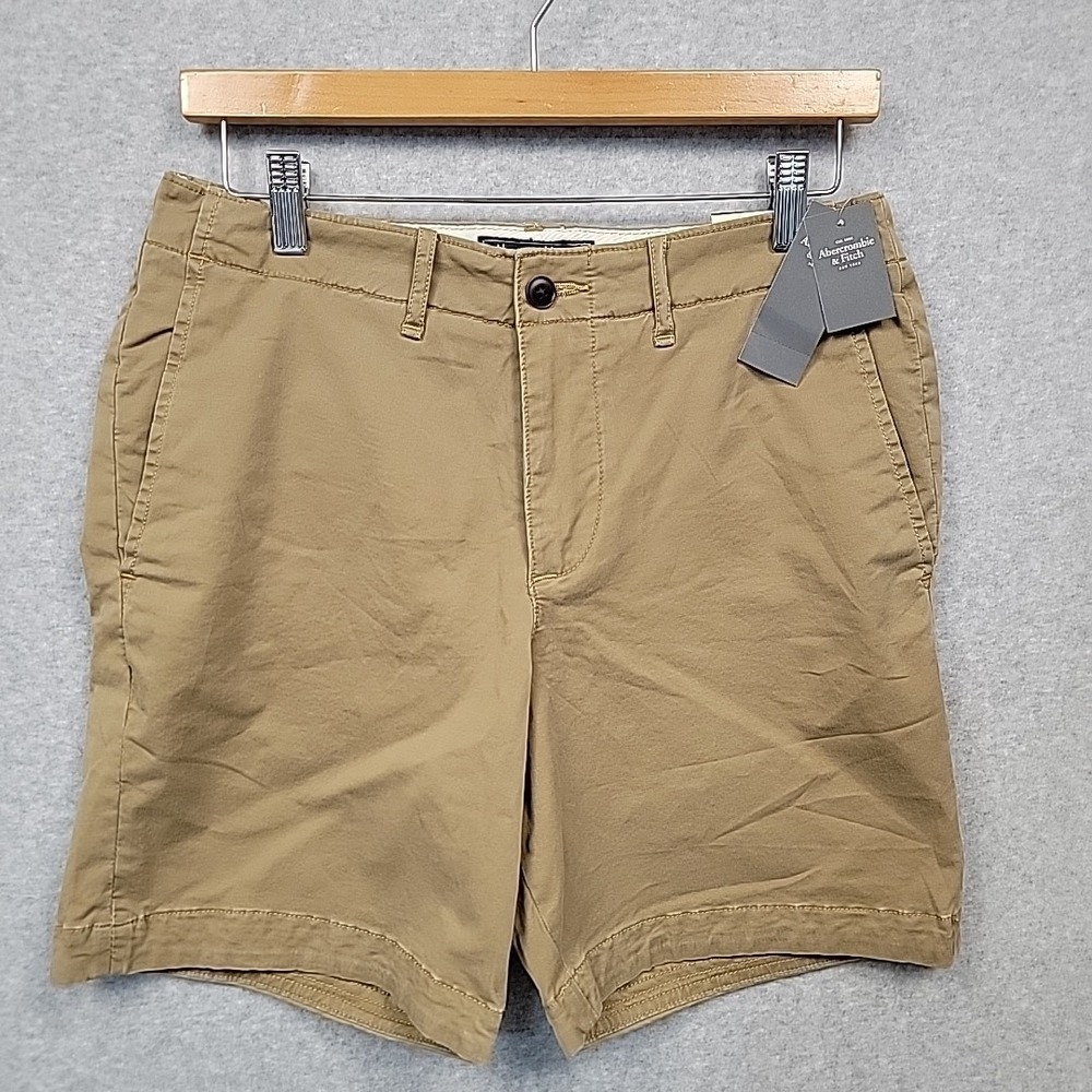 NWT Abercrombie & Fitch Chino Shorts Tan‎ Preppy Fit Flat Front Cotton Men's 29